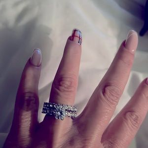 Stunning Moissanite and sterling silver wedding set size 6